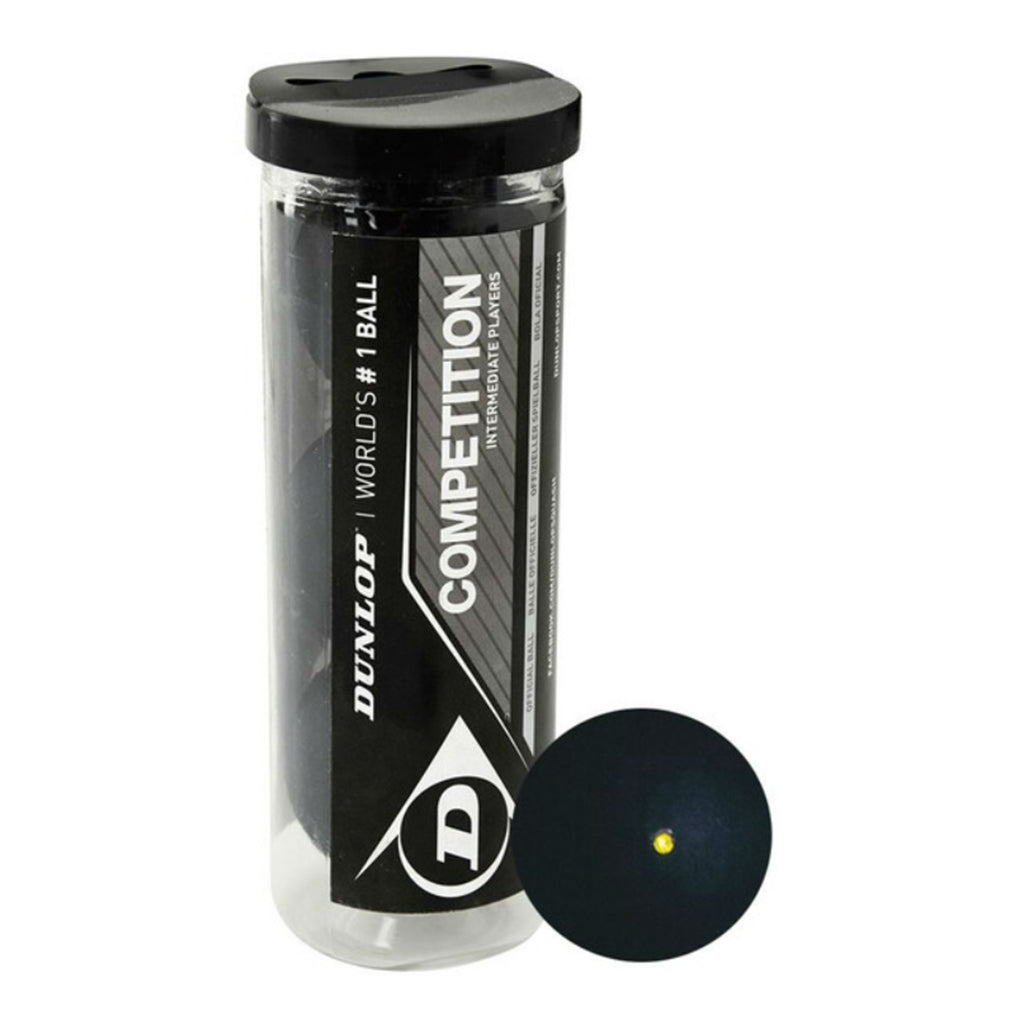 Dunlop Competition Yellow Dot Squash Ball 3 pack